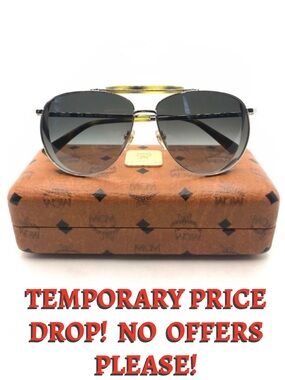 MCM 119S "SHINY GOLD/KHAKI 739" AVIATOR STYLE SUNGLASES WITH CASE NWT